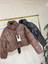 Women Button Down Crop Puffer Jacket